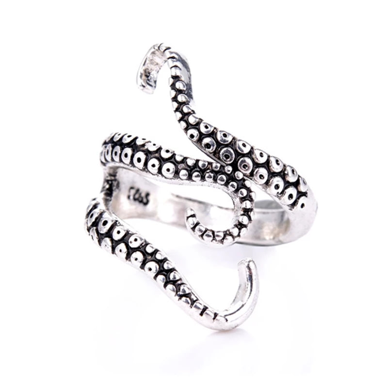Silberner Oktopus-Ring für Damen, verstellbar, Tierdesign, modisch, 2022.