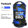 Dunkelblauer wasserdichter Packsack 15L, Camouflage-Design, ideal für Outdoor-Aktivitäten.