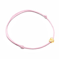 Rosa Armband mit goldenem Herzanhänger, verstellbar, modisches Schmuckstück für Damen.