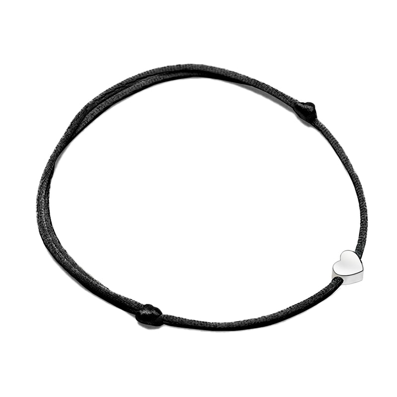Schwarzes Armband mit Herzanhänger, verstellbar, minimalistisches Design, Schmuck für Damen.