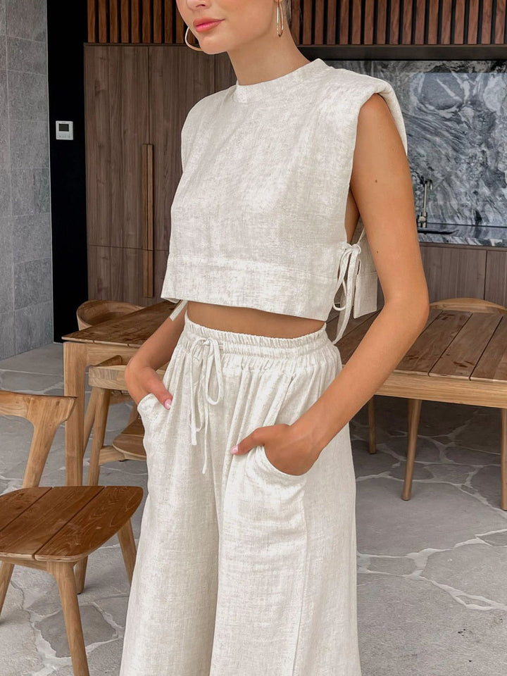 Zweiteiliges Sommer-Set mit Crop-Top und Hose – Valeria