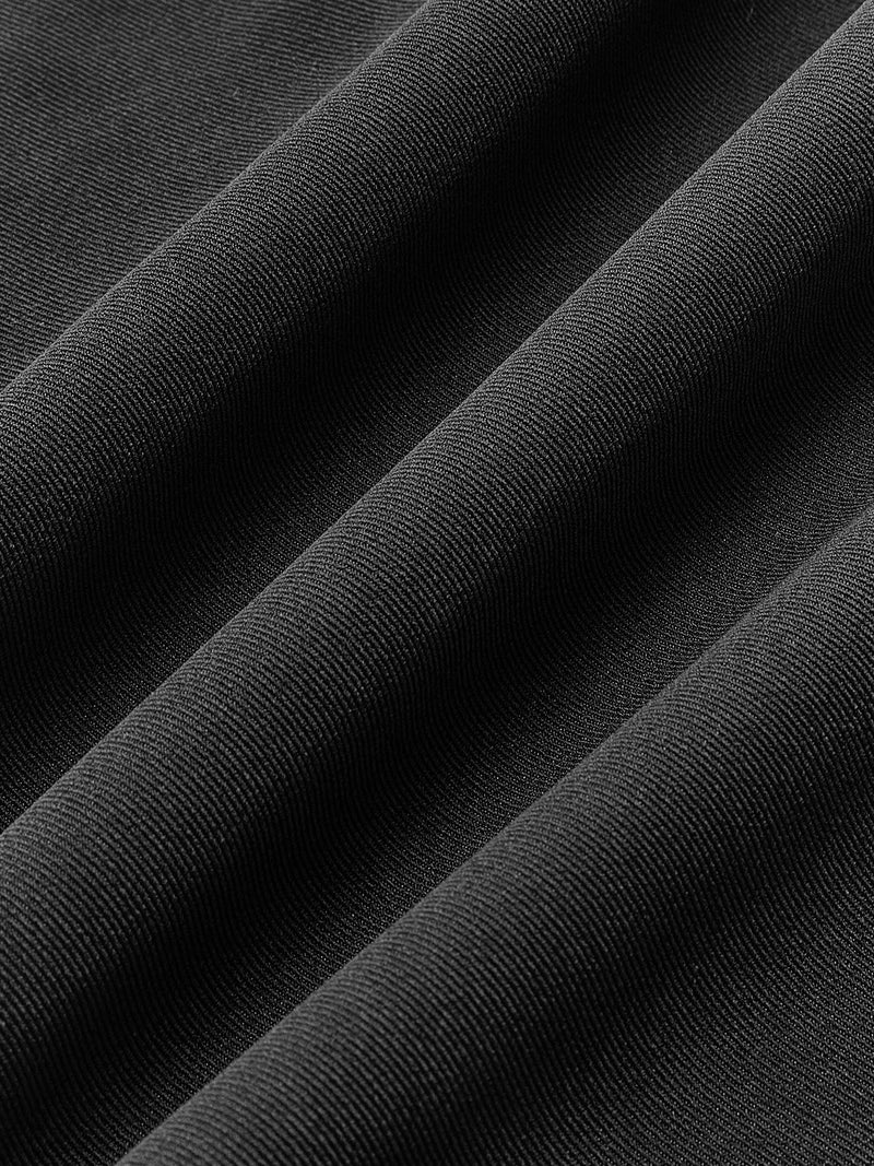 Schwarzer Baumwollstoff, Nahaufnahme, Textur, Falten, hochwertiges Material, Nähbedarf.