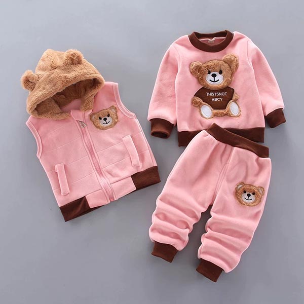 Dreiteiliges Winter-Baby- und Kleinkind-Set mit Bärenmotiv – WinterBearHugs