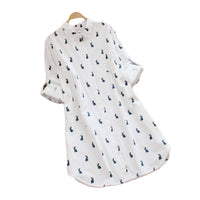 Herbstliches Shirtkleid mit Hasenprint und Reverskragen – Elina