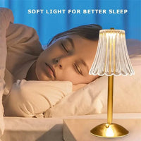 Goldene LED-Tischlampe, kabellos, tragbar, Schlafzimmer-Nachtlicht, weiches Licht, modern.