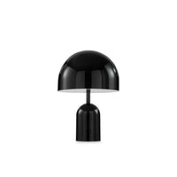 Schwarze tragbare Tischlampe, modernes Design, Metall, ideal für Innenbeleuchtung.