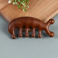 Sandelholz-Massagekamm, fünfzahnig, antistatisch, Akupunkturtherapie, glatte Oberfläche.