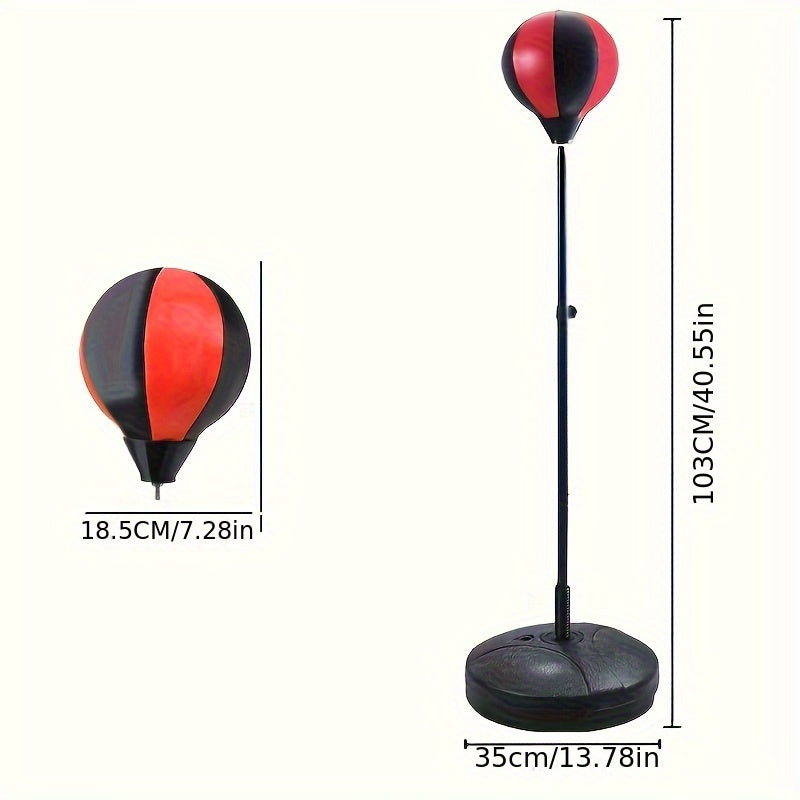 Boxsack mit Standfuß, rot-schwarz, höhenverstellbar, ideal für Boxtraining, 103 cm hoch.
