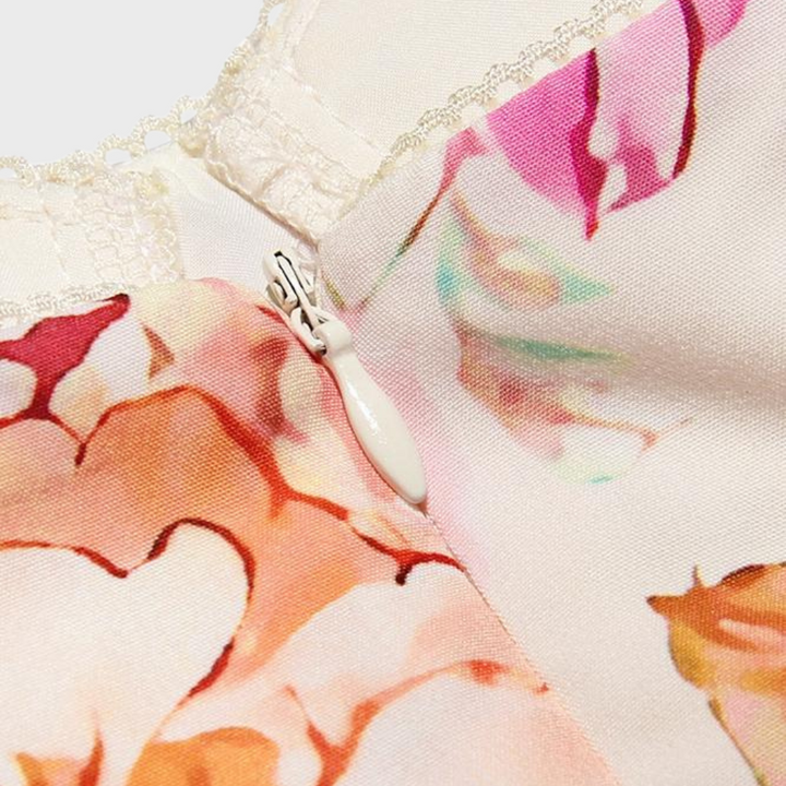 Herbstliches Blumenmuster Midi-Party Kleid – Mireille