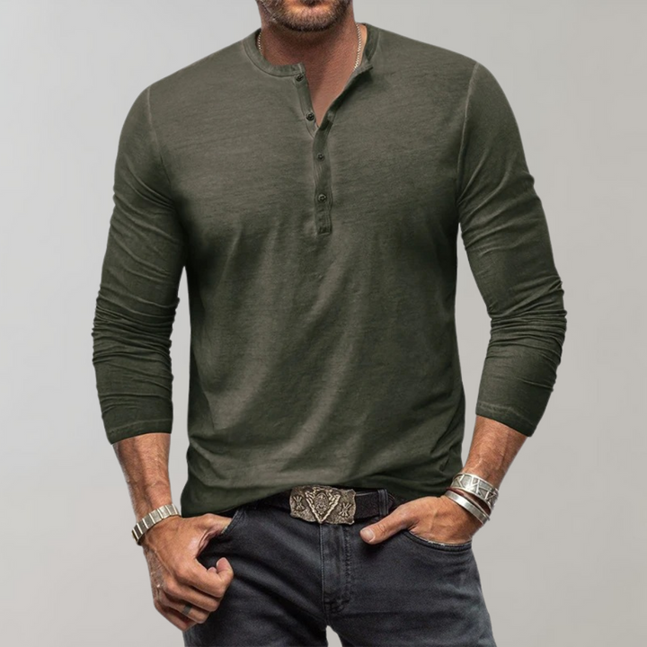 Herren Henley-Shirt mit langen Ärmeln – Einar