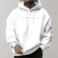 Weißer Hoodie mit "ORIGINALS"-Aufdruck, Kapuze, Kordelzug, Unisex, Baumwolle, Streetwear.