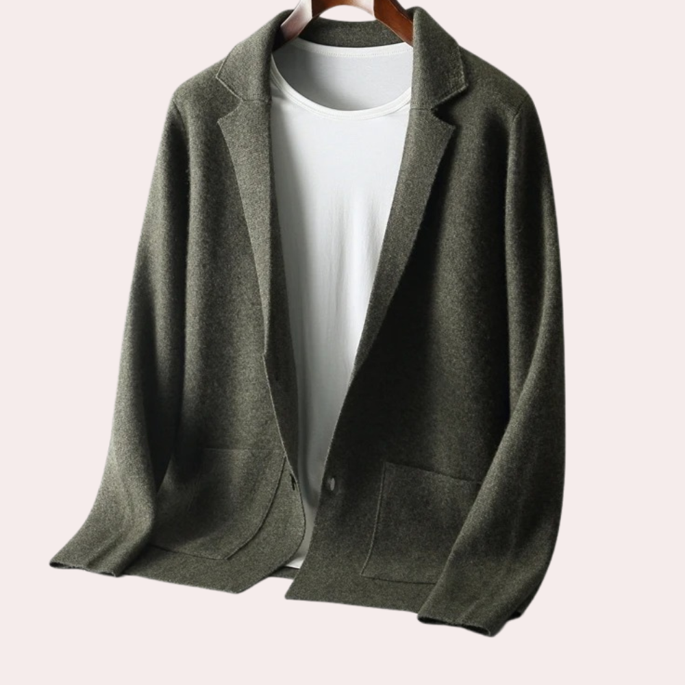 Herrenjacke aus 100 % Wolle mit Reverskragen und Eingrifftaschen – Ewan