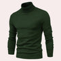 Dunkelgrüner Rollkragenpullover für Herren, Strick, warm, modisch, Winterkleidung.
