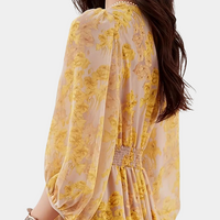 Herbstliches Blumenkleid mit elastischem Stoff – Maëlle