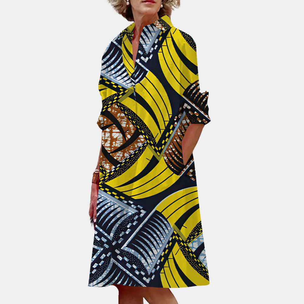 Midi-Kleid mit Print und herbstlicher Passform – Ysolde