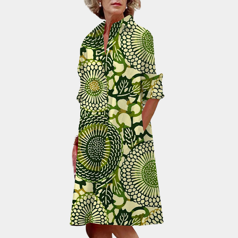 Midi-Kleid mit Print und herbstlicher Passform – Ysolde