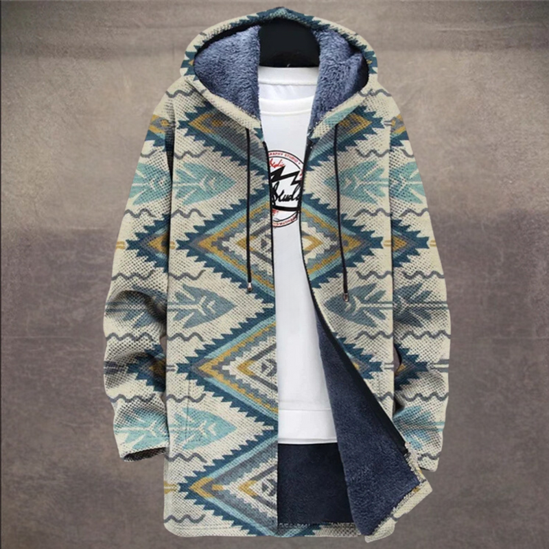 Retro Herrenjacke mit Colorblock-Print und Kapuze – Eliano