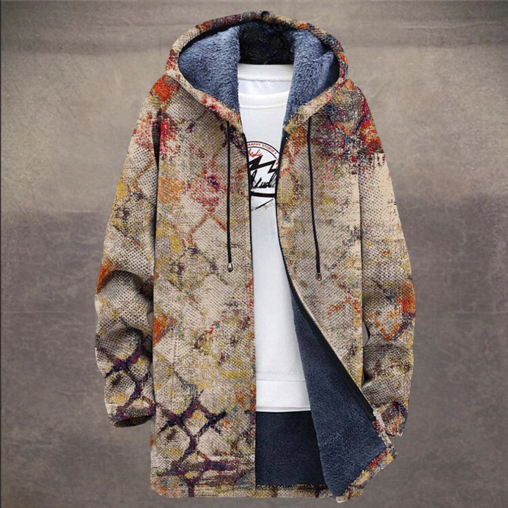 Retro Herrenjacke mit Colorblock-Print und Kapuze – Eliano