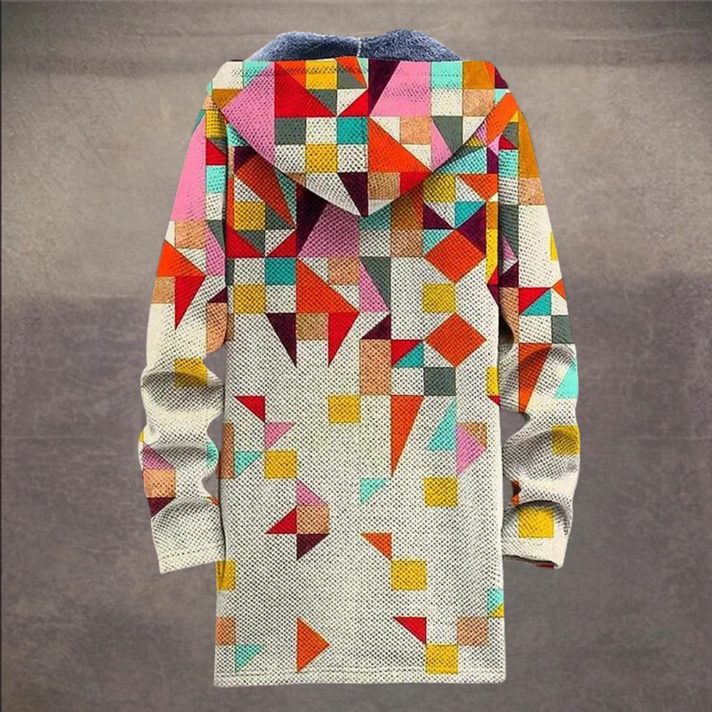 Retro Herrenjacke mit Colorblock-Print und Kapuze – Eliano