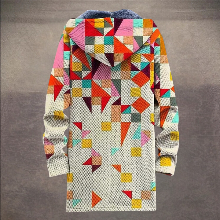 Retro Herrenjacke mit Colorblock-Print und Kapuze – Eliano