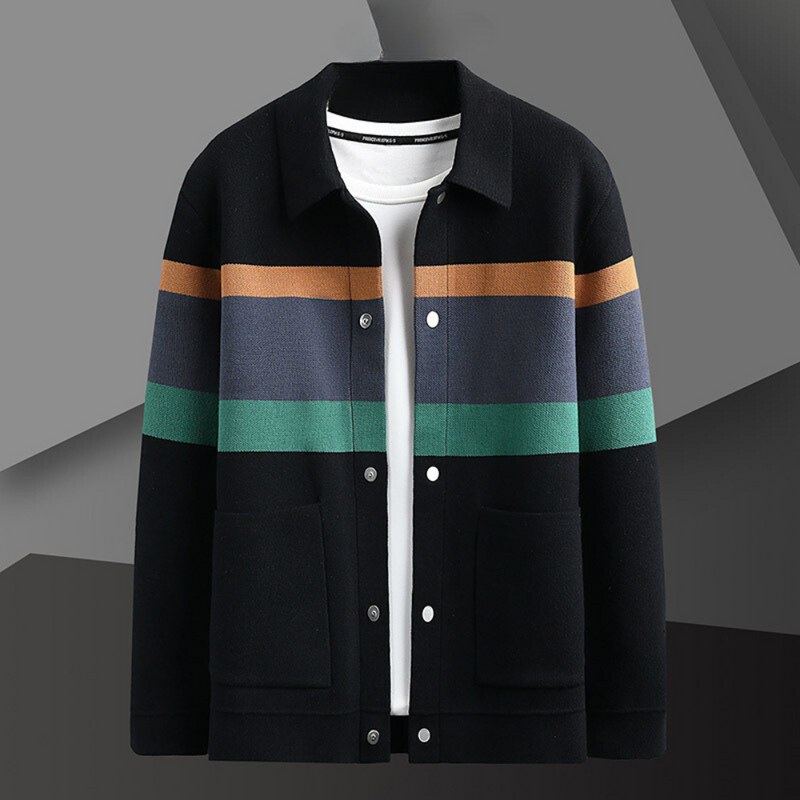 Herrenweste mit Knopfschluss und Streifen – Enzo