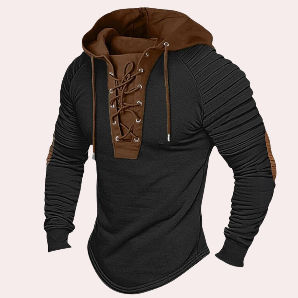 Herren Sweatshirt mit Schnürung und Kapuze – Eliano