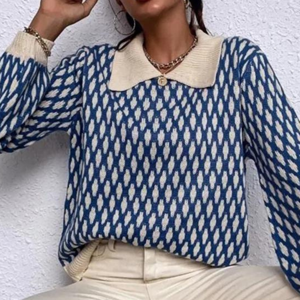 Strickpullover für Damen mit Kragen – Solveig