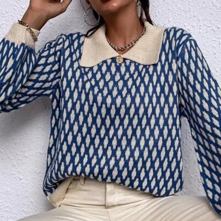 Strickpullover für Damen mit Kragen – Solveig