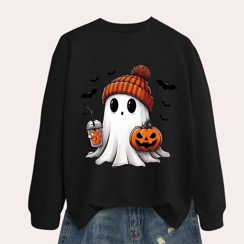 Damen Halloween Sweatshirt mit Gespensterprint – Liora