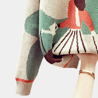 Bunter Strickpullover mit abstraktem Muster, Damenmode, Baumwolle, Herbstkollektion.