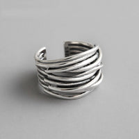 Silberner Ring, mehrlagig, modern, Schmuckdesign, Unisex, Edelstahl, modisch, Accessoire