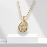 Goldener Buchstaben-C-Anhänger mit Diamanten, Halskette, Schmuck, luxuriöses Design