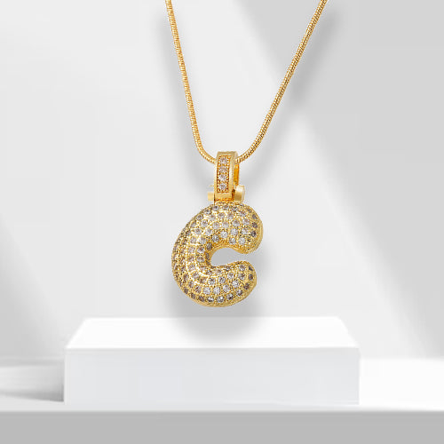Goldener Buchstaben-C-Anhänger mit Diamanten, Halskette, Schmuck, luxuriöses Design
