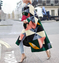 Bedruckter Damenmantel mit langen Ärmeln – Svea Herbstzauber Edition