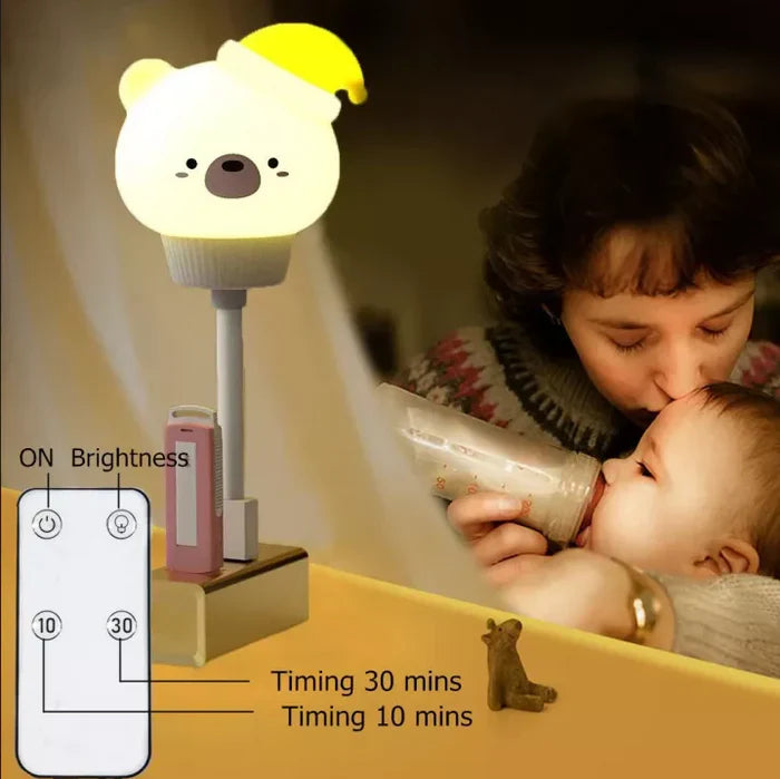Nachtlicht Bär Design, dimmbar, USB, Kinderzimmer, LED, warmweiß, Timer, energiesparend