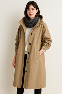 Langer Damen Trenchcoat mit Kapuze – Ranya Herbstedition
