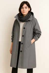 Langer Damen Trenchcoat mit Kapuze – Ranya Herbstedition