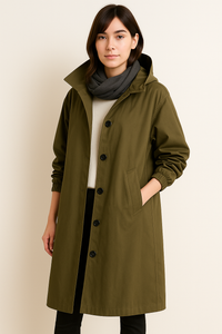 Langer Damen Trenchcoat mit Kapuze – Ranya Herbstedition