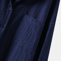 Luftige Damenbluse mit langen Ärmeln und Vordertaschen – Selene