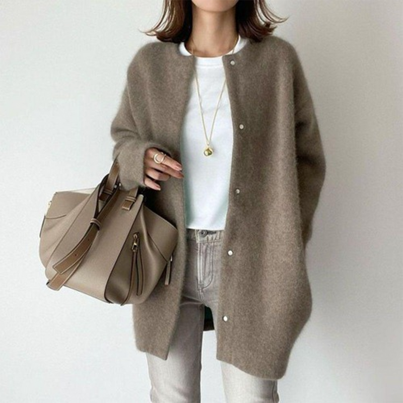Lange Ärmel Damen Cardigan mit Taschen – Liora