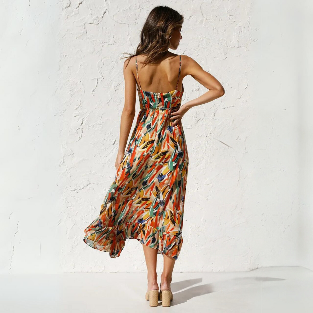 Sommerkleid mit Muster und Rückenfrei-Design – Elora