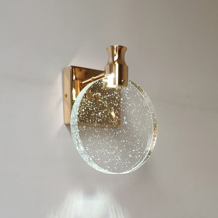 Runde Kristall-Wandleuchte, goldfarben, modernes Design, dekorative Beleuchtung, Wohnzimmer.