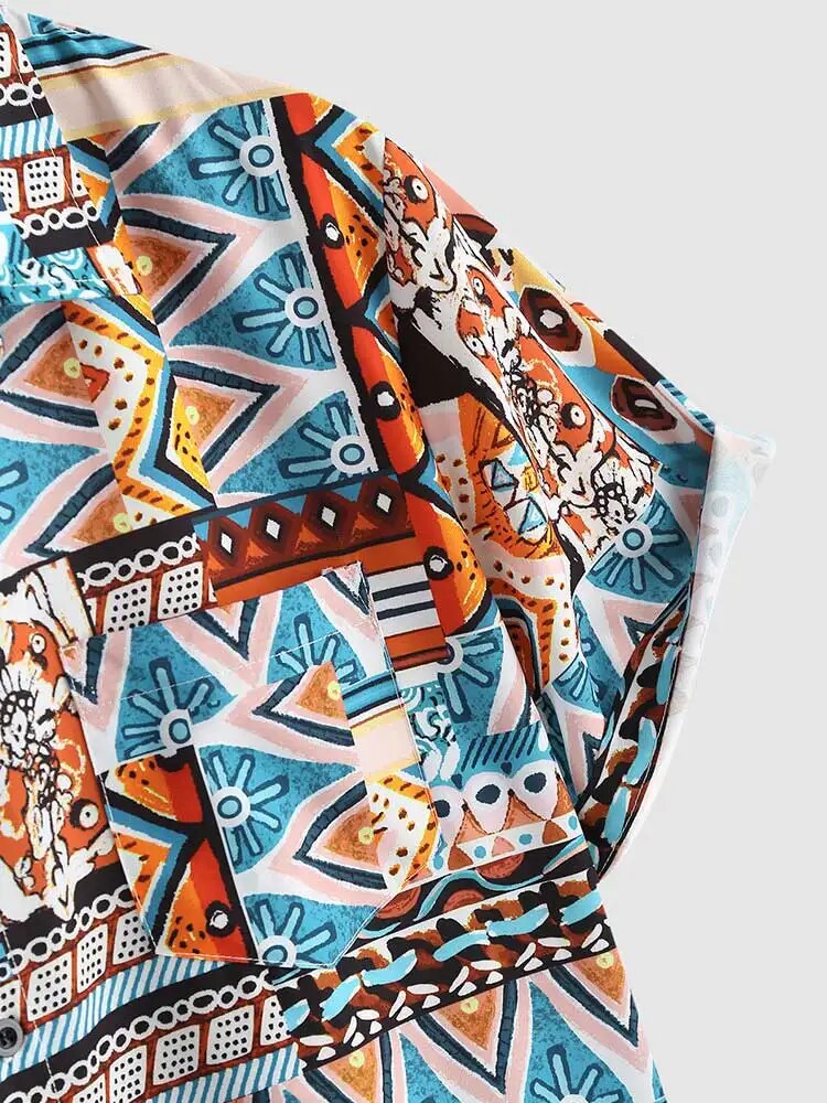 Sommer Damen Shirt mit Ethnischem Druck und Brusttasche – Nova