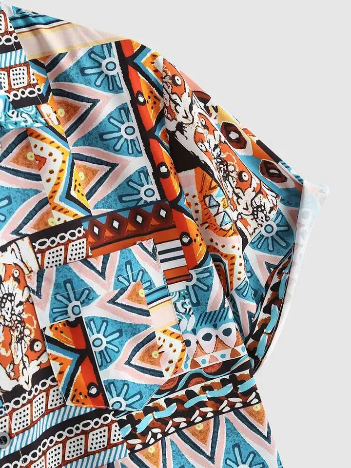 Sommer Damen Shirt mit Ethnischem Druck und Brusttasche – Nova