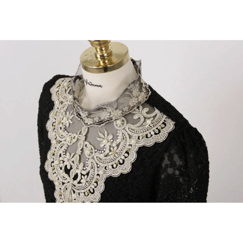 Damen-Bluse mit herbstlicher Stickereispitze – Elisabeth