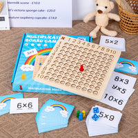 Multiplikationsspiel aus Holz für Kinder mit Lernkarten – Maximo