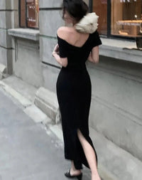 Elegantes Bodycon Maxikleid mit Off-Shoulder – Valentina Herbstzauber