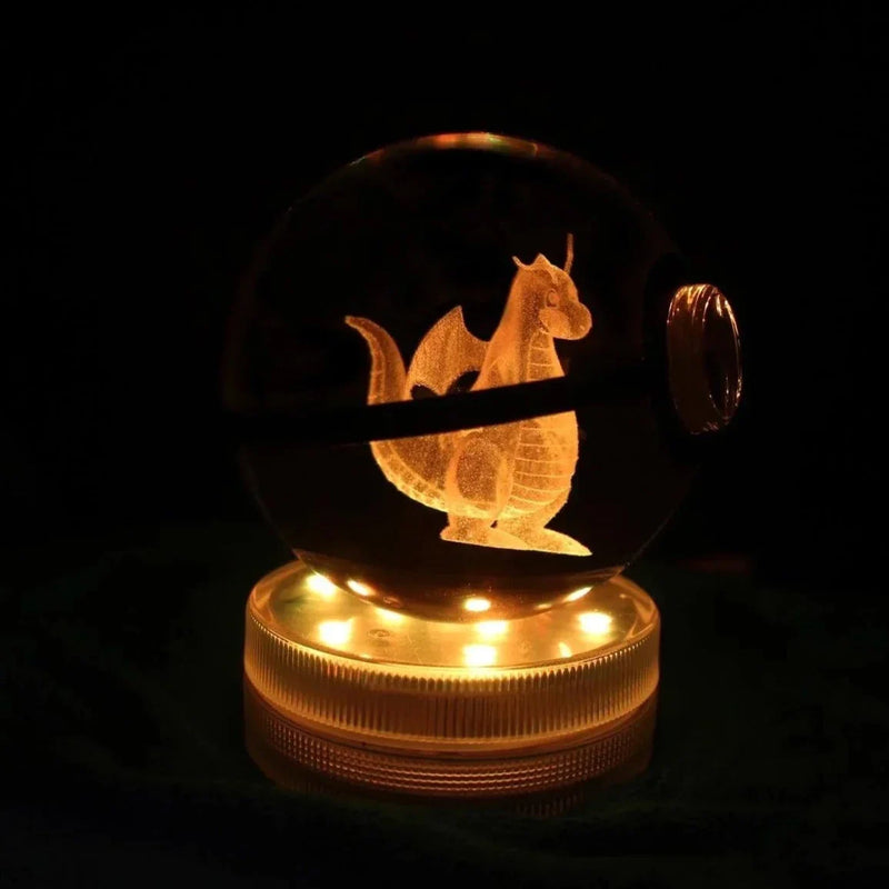 AA OUTOF STOCK Kristall-Pokékugel mit LED-Standfuß – Interaktives Sammelspielzeug