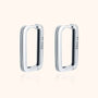 Silberne rechteckige Ohrringe S925, minimalistisches Design, eleganter Schmuck für Damen.