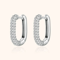 Silberne Creolen Ohrringe mit Zirkonia, rechteckig, 925 Sterling Silber, eleganter Schmuck.